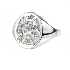 Signet Ring With FAMILY CREST In Sterling Silver Wax Seal Coas of Arms